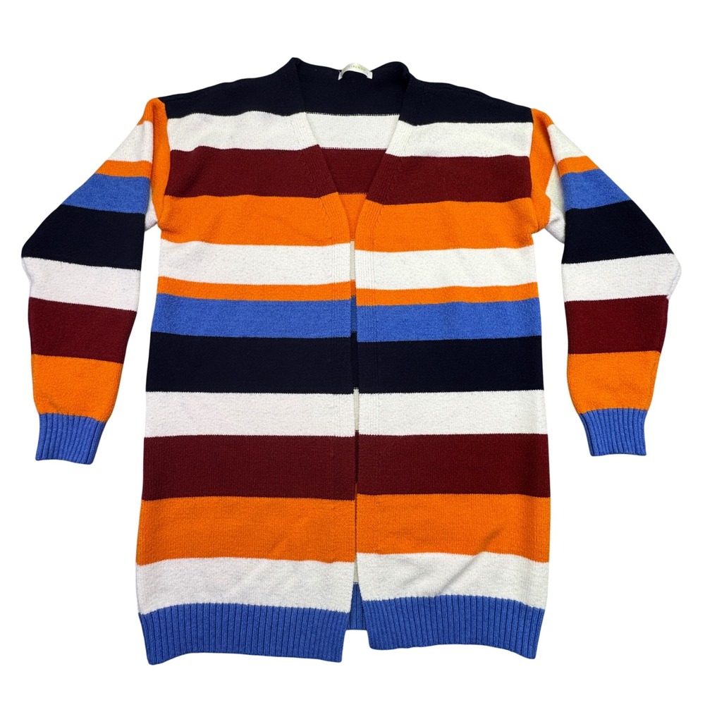 Kirundo Cardigan Sweater Women's Medium Striped Longline Open‎ Front Multicolor